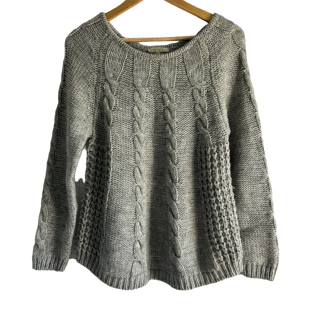 Elisabetta Collection Medium Alpaca Wool Blend Scoop‎ Neck Cable Knit Sweater
